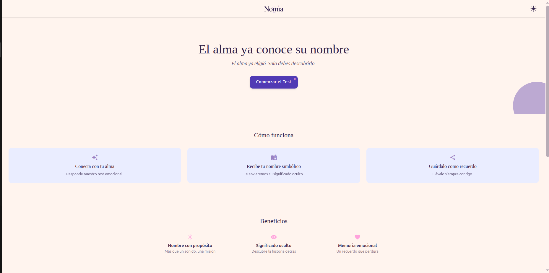 Nomia – Paso 1: Preguntas del test